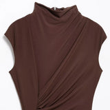 Homemade New Women's Classic Folded Folded Stubble Dress