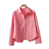 Shirt Women 2025 Spring And Autumn New Embroidery Letter Pocket Loose Casual Shirt Women Casual
