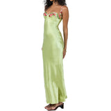 Women Sling Bodycon Flower Embroidery Long Dress Evening Party Summer Clothes Sleeveless Skinny Dress Sexy Club-Outfit