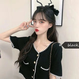 Fragrant Short Coat Women's Summer Knitted Knitted Knitted Temperament Korean Version Of The New Fashion Short-Sleeved
