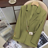 Toloer Suit Jacket Female 2024 Spring And Autumn New Korean Version Of Leisure Commuting Temperament Goddess Fan Ka Color Suit Jacket-Outfit