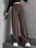 Hanging Mop High-Waisted Trousers Loose Temperament Straight Women's Niche Design Solid Color
