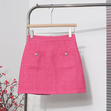 Goods Small Fragrant Wind Coarse Flowers A Short Skirt Women High Waist Thin Skinny Bag Hip Half-Body Skirt