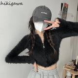Cardigan Woman Y2k Tops 2023 Ropa Mujer O-neck Long Sleeve Tunic Sueter Fashion Korean Knitted Cropped Sweaters Pull