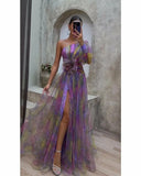 Women's Explosive Flower Slant Shoulders Big Smash Flower High-End
