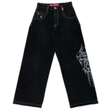 Men's Jeans Y2K Bag Vintage High-Quality Pattern Hip-Hop Street Leisure Men Harajuku Wide Legs-Outfit