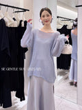 Xixi 2025 Summer Sunscreen Loose Long-Sleeved Hollow Knitted Shirt Oversize Sweater