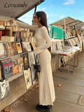 Women O-Neck Knitted Dresses Fashion Hollow out Sexy Long Sleeve Slim Dress 2023 Casual Wrap Party Female Long Vestidos 425-1-Outfit