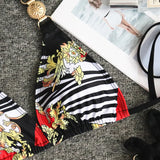 Toloer New Print Straps Women's Split Swimsuit Sexy Metal Accessories Bikini