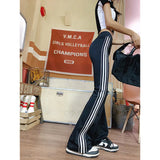 Summer Women Sweatpants Baggy Casual Side Stripe Pants Sports Slim Elastic Waist Pants Black Joggers Trousers Streetwear-Outfit