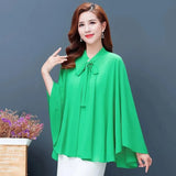 Fashion Large Size Summer Cloak Chiffon Shawl Women Sun Protection Clothing Loose Necktie Cardigan Elegant Thin Tops