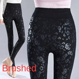 Autumn Winter Printed Women's Legging Wear High Waist Elastic Black Gym Fitness Push Up Pants Velvet Cotton Clothes