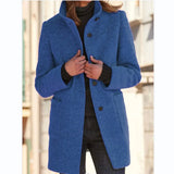 Autumn And Winter Retro Button-Collar Hair Coat Women's