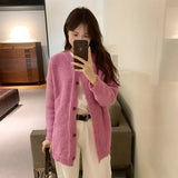 Cardigan Candy Color Soft Waxy Sweater Girl Autumn And Winter New Loose Lazy Circle Yarn Sweater Jacket-Outfit