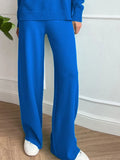 Women Turtleneck Knitted Sweater Set Casual Solid Sweater High Waist Wide Leg Pant Suit 2022 Autumn Fashion Lady Knitwear