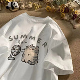 Aesthetic Kitten Print Oversized T-shirt-Outfit