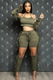 Party Sexy Cut Out Tassels Cropped Top and Pants