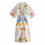 Women's New Lulen Short-Sleeved Printed Linen Dress