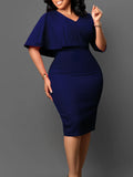 Women's New Temperament Tongle Solid-Colored Bag Hip Professional Pencil Dress African