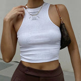 Tiger Printed Tees Vest Crop Top Women Letter Animal Print Crop Top Sleeveless Tank Tops Casual Skinny Female