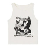 Grunge Print Sleeveless Sexy Tank Top for Women Ribbed Knit Vest Streetwear Aesthetic Clothing Female Crop Top Women 2000s-Outfit