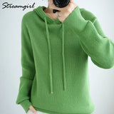 Sweatshirts Hoodies Women Autumn Winter 2021 Solid Knitted Pullovers Winter Clothes Women Sweatshirt With Hood