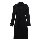 Women Double Breasted Long Trench Coat Fall Winter Clothes Classic Lapel Long Sleeve Windproof Overcoat with Belt Long Overcoat-Outfit