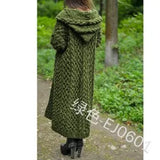 Sweater Coat Cardigan Women Plus Size Solid Color Long Sleeve Braid Knit Cardigan Hooded Overcoat Loose Ladies