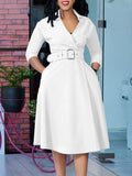Women's Spring New Fashion Clip Solid Color High Waist Elegant Grand Size