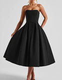 Sexy Women's Summer Wearing A Fish Bone Thoracic Dress Pure Style Hot Girl Repair In The Back Of The Long