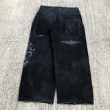 New High Street Hiphop Hip Hop Brand Printed Jeans Men's Straight Baggy Wide-Legged Pants-Outfit