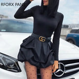 Long Sleeve Mini Party Black Dress Women Dress-Outfit