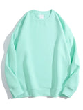 Cotton Pullover Sweatshirts Oversize Women O Neck Loose Long Sleeve Top Solid Oversized Green Sweatshirt For Women