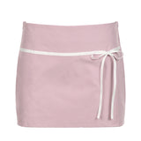 And Energetic Young Girl's Basic Binding And Splicing Low-Waist Skirt 2024 Spring / Summer New Style Hip-Covered Skirt-Outfit