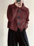 Women's Loose Korean Version Of Fashion Casual Big Collar Knitted Cardigan