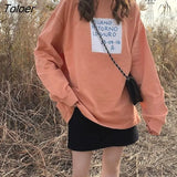 Sleeve T-shirts Women Spring Printed Harajuku Womens Autumn Tops Street Wear Simple Korean Style Loose Students Ins