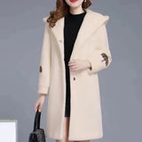coat autumn and winter cashmere medium length spring and autumn foreign style windbreaker new versatile women's
