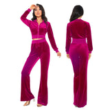 Women's Autumn 2023 New Women's Suit Leisure Fashion Velvet Cardigan Slim Two-Piece Set-Outfit