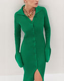 Casual Knit Button Up Long