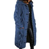Autumer Winter Long Sleeve Top Crew Neck Women Sweater Knit Cardigan Pull Button Thick Warm Loose Casual Long Coat