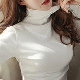 Sweaters Turtleneck 2020 Autumn Winter Tops Sweater Lady Black White Thin Pullover Jumper Knitted Sweater Pull Femme