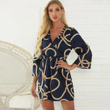 New Vintage Summer Dress Women Boho Floral Print Loose Beach Dress Sexy Deep V Neck Party Mini Dress Sundress
