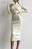 Sweater Dress For Women Long Sleeve Sexy Bodycon Dresses Vestidos Women Autumn Winter Slim Elastic Knitted