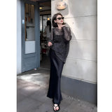 Cold Goddess Fan Lazy Wind Hollow Sun Protection Shirt Summer New Fashion Bag Hip Fishtail Skirt Two