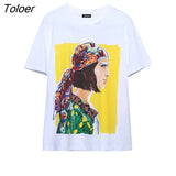 Summer Women Fashion Beauty Picture Print Casual White T Shirt Female Basic O Neck Short Sleeve Chic Leisure Tops