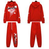 55555 Hip Hop Printed Letter Cobweb Hoodie Hoodie Couple Style Hoodie Trend-Outfit