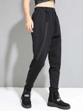 High Elastic Waist Black Split Joint Harem Trousers New Loose Fit Pants Women Fashion Tide Spring Autumn 2023