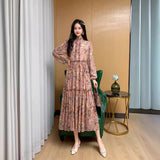Long-Sleeved Broken Flower Dress-Outfit