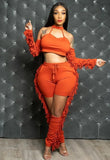 Party Sexy Cut Out Tassels Cropped Top and Pants