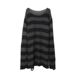 Gothic Punk Hole Stripe Tshirt Women Pastel Goth Fairy Grunge Harajuku Top Oversized Dark Aesthetic Emo alt